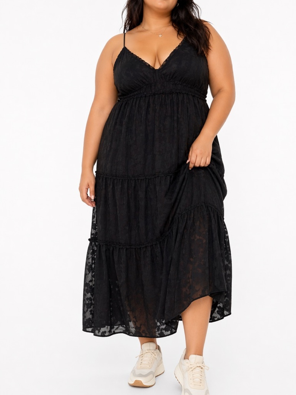 NWT Arula Lace Ruffle Black Captivating Maxi Dress 3X